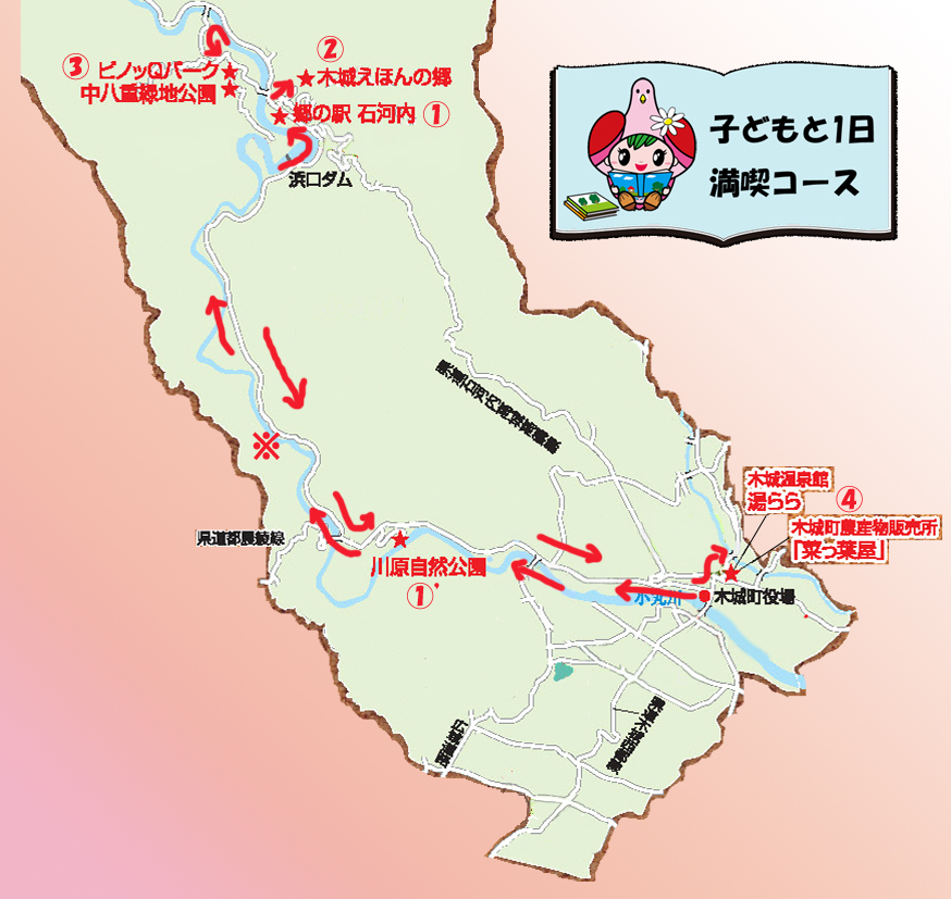 子どもと1日満喫コースの地図