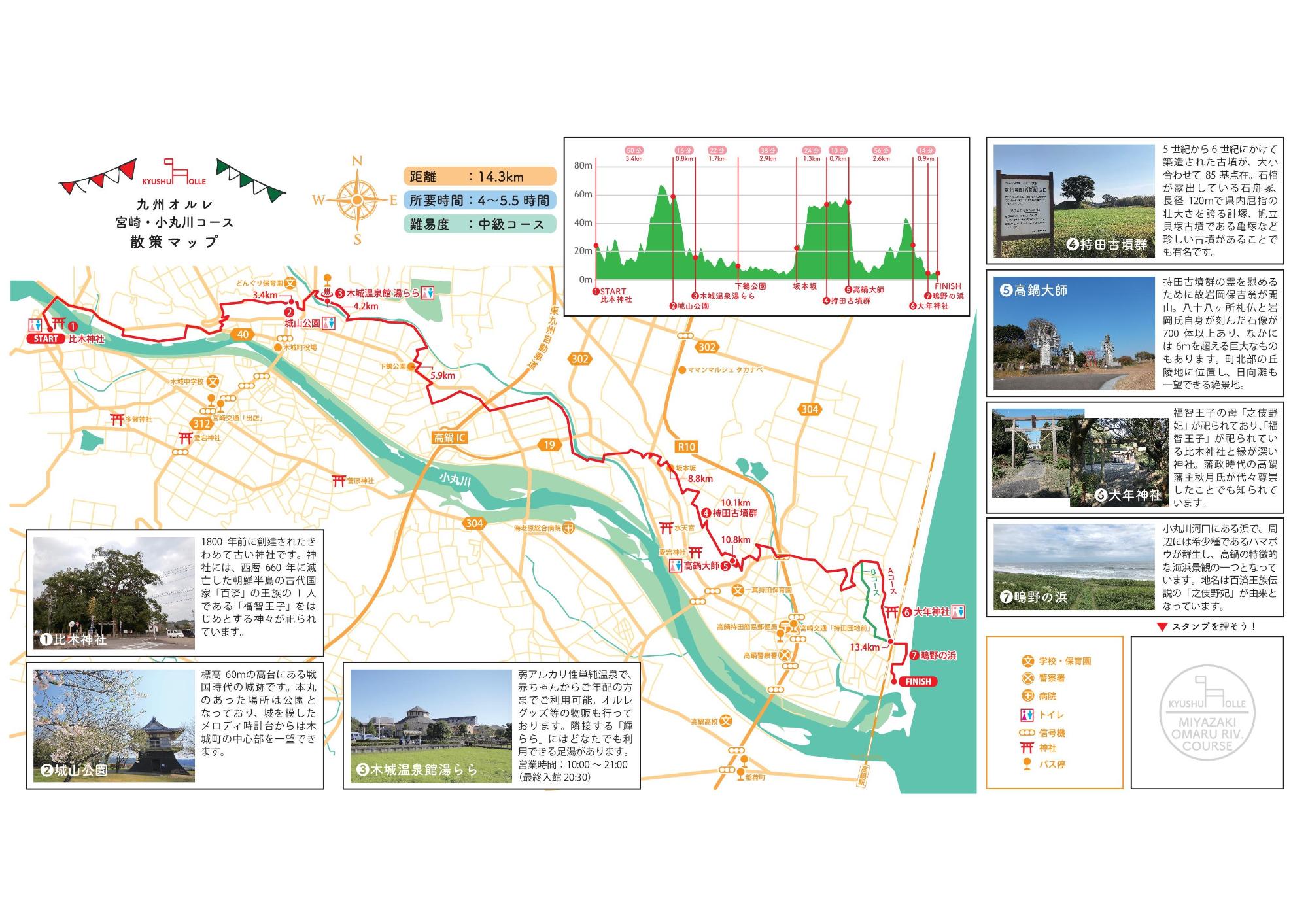 九州オルレ 宮崎・小丸川コース散策マップ